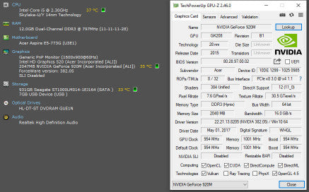 Acer Aspire E17 Core i5-6200U @ 2.3 GHz 12GB Ram 1TB HDD Nvidia 920M 2GB *READ* +QTY- (