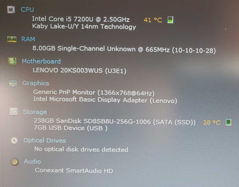 Lenovo ThinkPad E508 Core i5-7200U @ 2.5 GHz 8GB DDR4 250GB SSD (