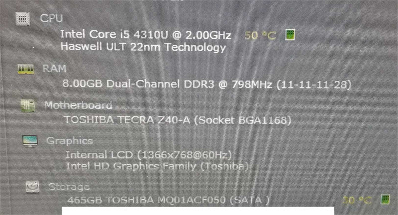 Toshiba Tecra Z40-A 14\\" Laptop i5-4310U 2.0GHz/ 8GB DDR3, 500GB HDD, READ* ~