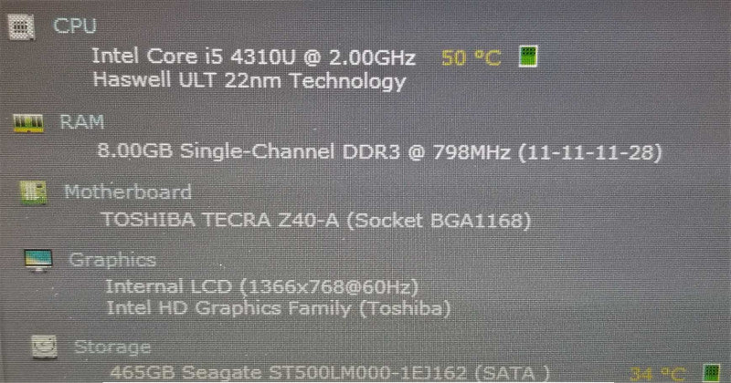 Toshiba Tecra Z40-A 14\\" Laptop i5-4310U 2.0GHz/ 8GB DDR3, 500GB HDD, ~