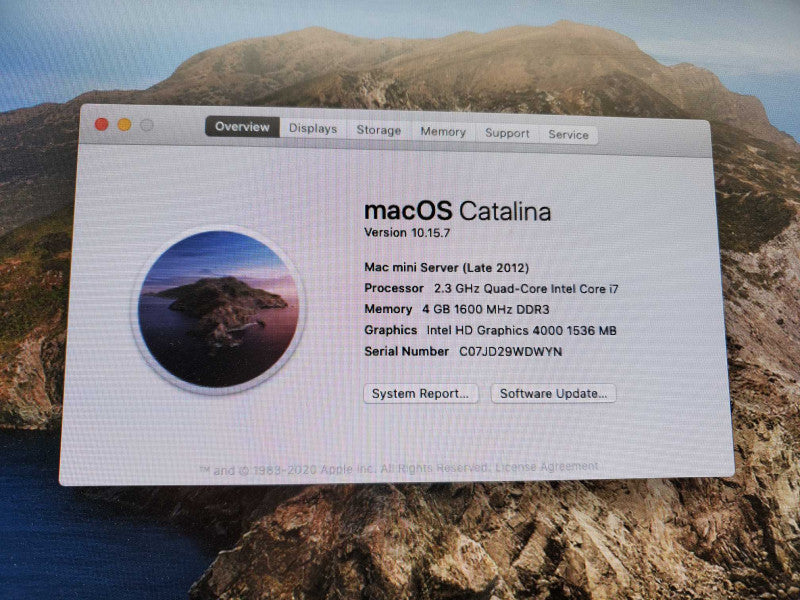 Mac Mini Late.2012 A1347 Core i7-3615QM @2.3GHz 4GB RAM No HDD )