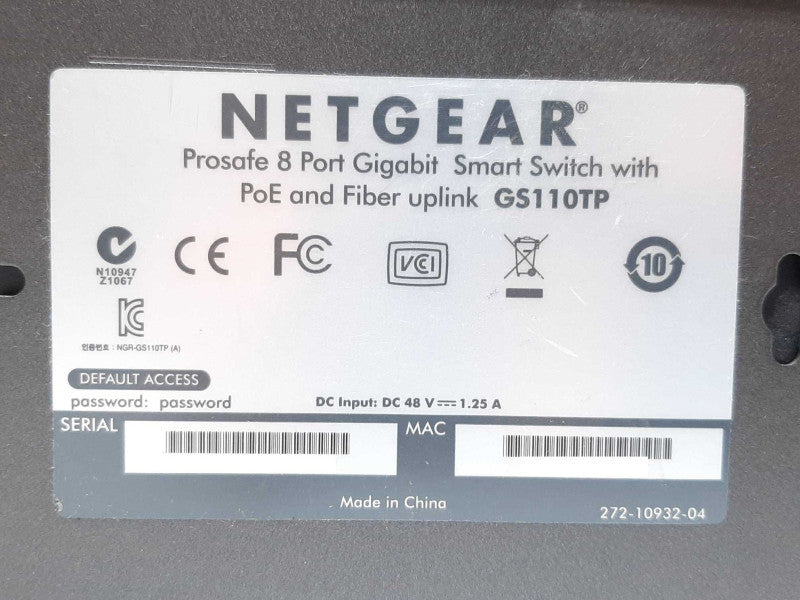 NETGEAR ProSafe GS110TP 8-Port Gigabit Smart Switch w/ PoE and Fiber Uplink +