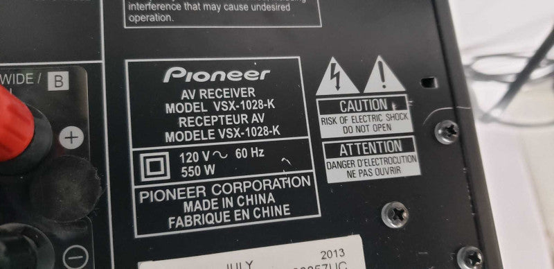 Pioneer AV Receiver VSX-1028-K 7.1 Channel Networked AV Home Theater Receiver #