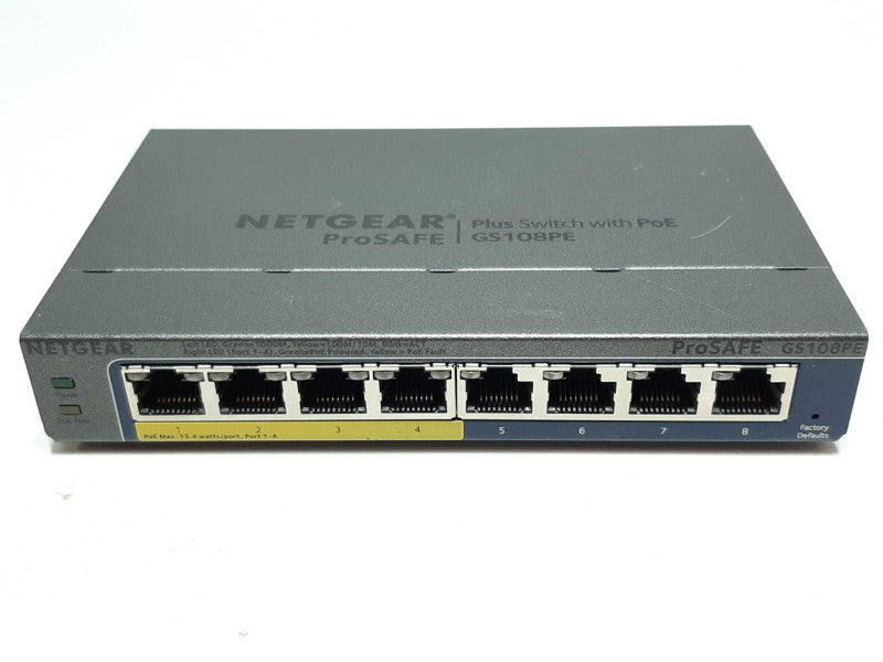 NETGEAR ProSafe Plus 8-Port Gigabit Switch w// 4-Port PoE GS108PEv3 +