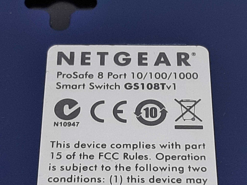 NETGEAR ProSafe GS108Tv1 8-Port Gigabit Ethernet Smart Switch  +