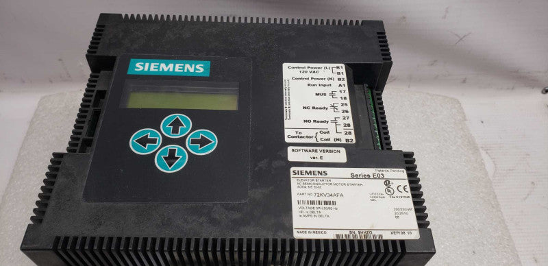 Siemens Series E03 Elevator Starter Semi-Conductor Motor Starter #