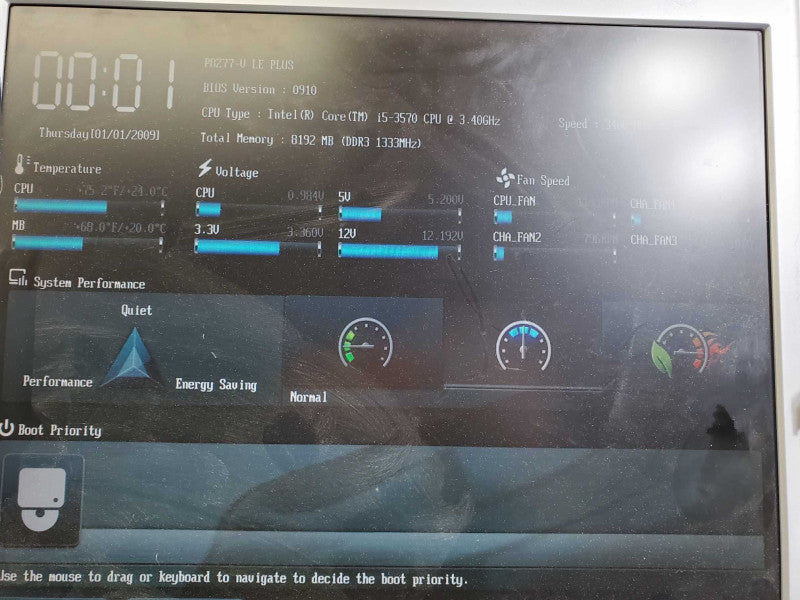 Custom PC Asus P8Z77-V LE PLUS i5-3570 @ 3.4GHz 8GB DDR3 GT520 No HDD )