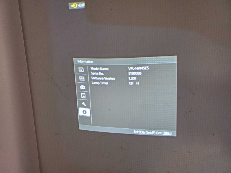 Sony VPL-HW45 Projector Black, Only 121 Hours Lamp timer, No accessories _