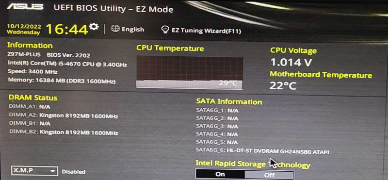 Custom PC ASUS Z97M-PLUS i5-4670 3.4GHz 16GB RAM Asus GT610 2GB  $