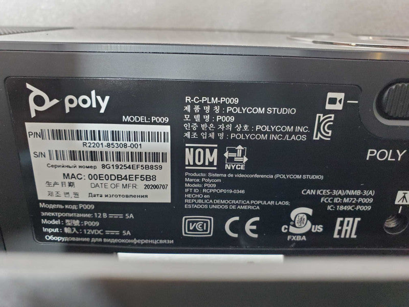 POLYCOM 2201-85308-001 P009 Conference Camera + Sound Bar NO AC/USB  _