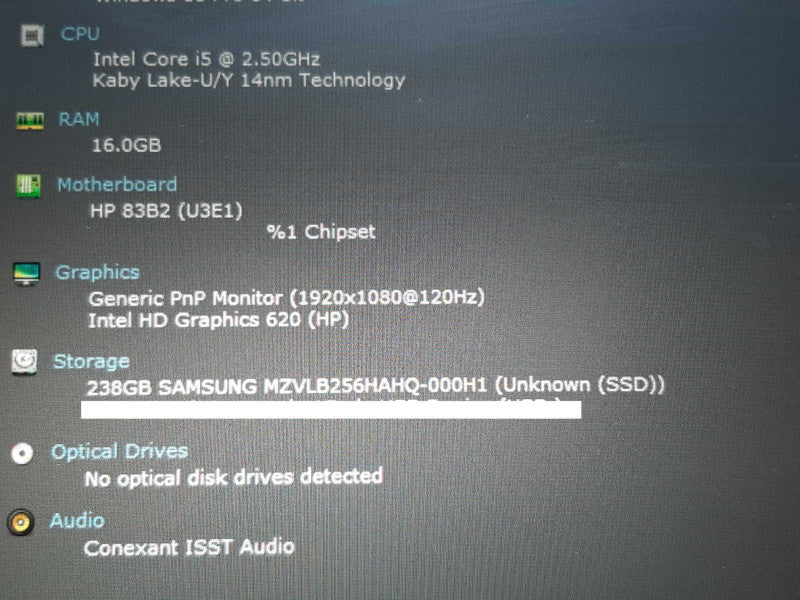 HP Elitebook 840 G5 i5-7200U @ 2.50GHz 16GB RAM 256GB SSD +