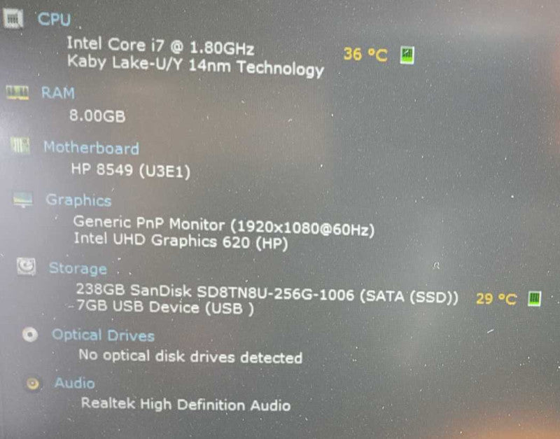 HP EliteBook 840 G6 Core i7-8565U @ 1.8 GHz 8GB DDR4 250GB SSD (