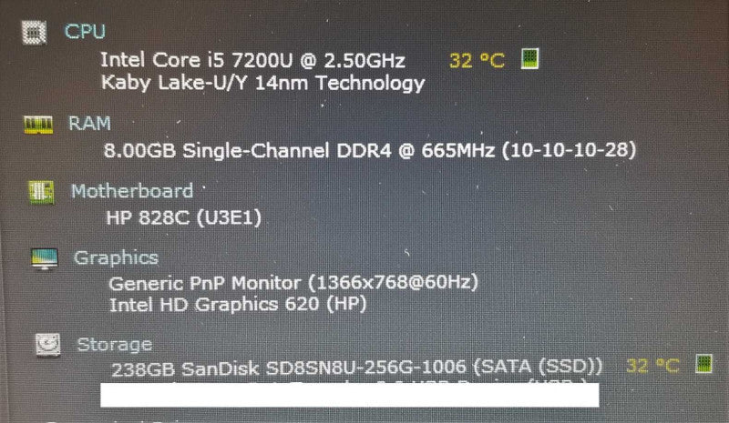 HP EliteBook 840 G4, i5-7200U 2.5GHz/ 8GB DDR4, 256GB SSD ~