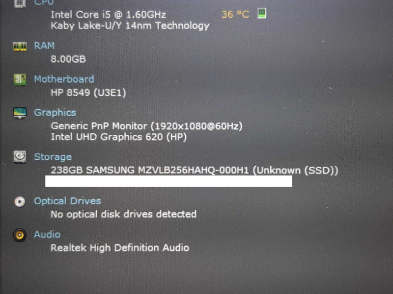 HP EliteBook 840 G6 i5-8265U @ 1.60GHz 8GB RAM 256GB SSD +