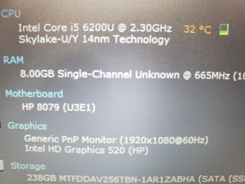 HP EliteBook 840 G3 i5-6200U 2.3GHz 8GB DDR4 240GB SSD |