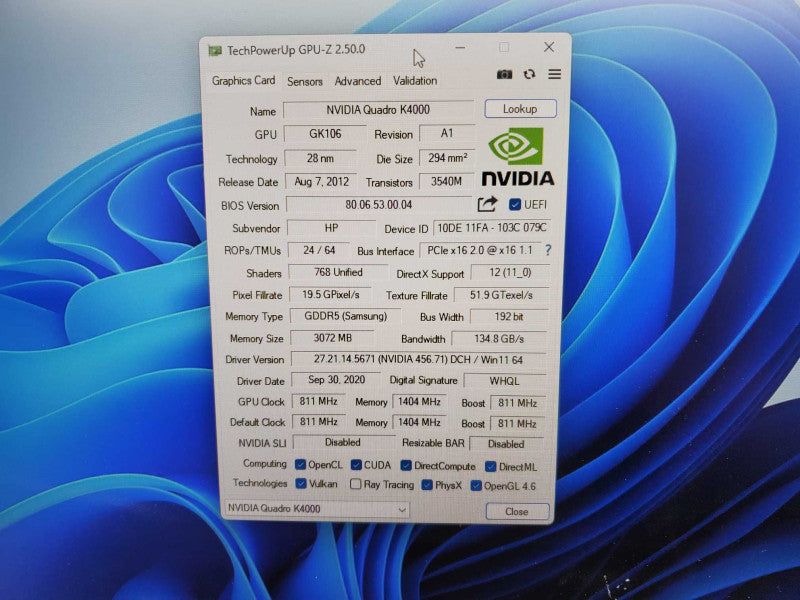 Nvidia Quadro K4000 3GB GDDR5 PCI Express 2.0 x16 Video Graphics Card Tested )