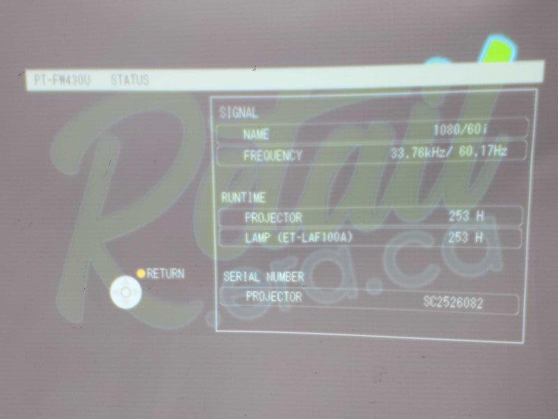 Panasonic PT-FW430 Projector HDMI/DVI/VGA, 253 Lamp Hours |