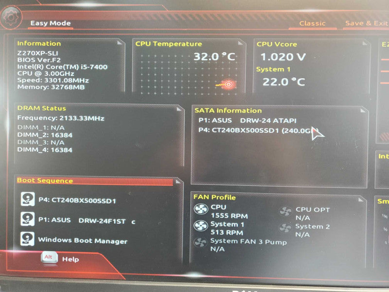 Custom Tower PC, Core I5-7400 3.0GHz, 32GB DDR4, 240GB SSD, No GPU _