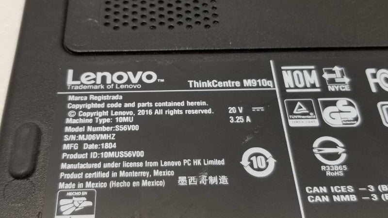 Lenovo ThinkCentre M910Q TINY i5-7500T 2.70GHz/16GB DDR4, NO SSDs ~