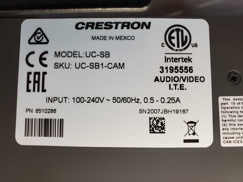 CRESTRON UC-SB UC-SB1-CAM SOUNDBAR CAMERA _