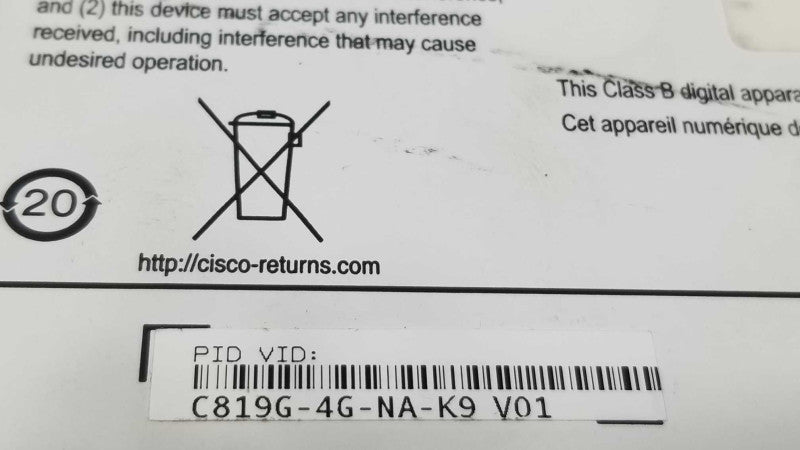 Cisco C819G-4G-NA-K9 4G LTE Cell Integrated Services Router ~