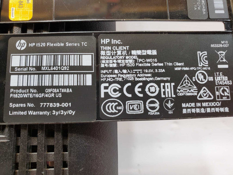 HP Thin Client TPC-W016 AMD GX-212JC @ 1.2 GHz 4GB Ram No HDD w/ Power Adapter (