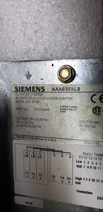 Siemens AAA638AL8 elevator starter / Semiconductor motor starter #