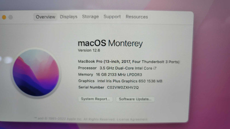 MacBook Pro 13 inch 2017 TouchBar with i7 CPU 16GB RAM & 256GB Storage  -