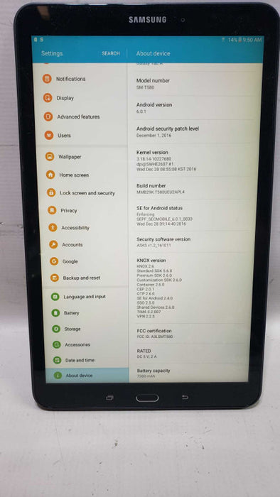 SAMSUNG Galaxy Tab A 10.1in SM-T580 16GB Wi-Fi Android Tablet [
