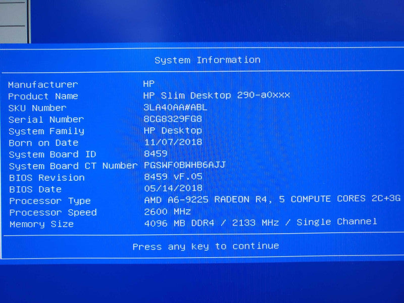 HP TPC-W054-SF Slim 290-a0XXX PC AMD A6-9225 Radeon R4 2.6GHz 4GB DDR4 |