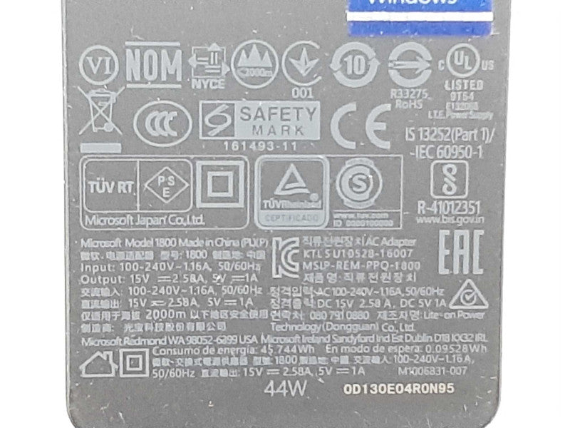 Microsoft 1800 AC Adapter IN:100-240V 1.6A / OUT: 15V 2.58A - 5V 1A +