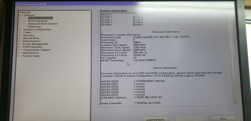 Dell Precision T3610 Xeon E5-1607 V2 @ 3.00ghz / 8gb ram / SEE NOTES #