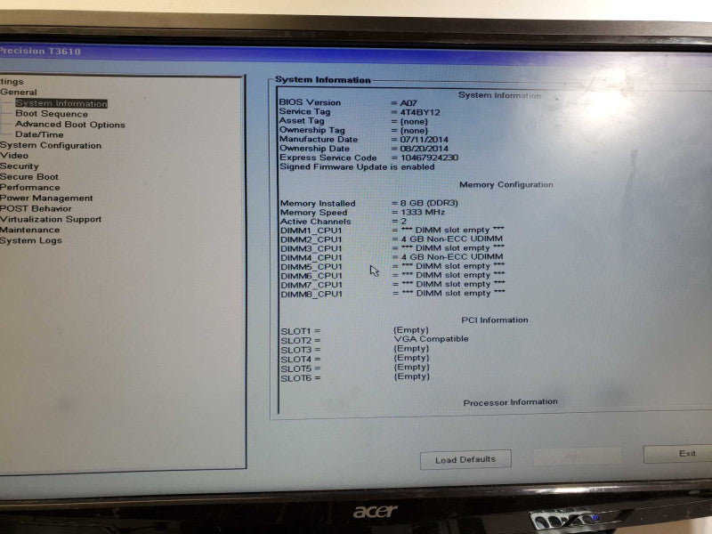 Dell Precision T3610 Xeon E5-1607 v2 @3.0GHz 8GB DDR3 Firepro v3900 500G HDD  )
