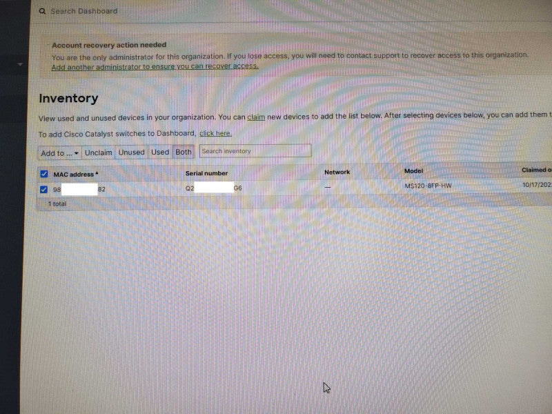 Cisco Meraki MS120-8FP-HW  8x 1GbE PoE+2x 1GE SFP Unclaimed Switch _