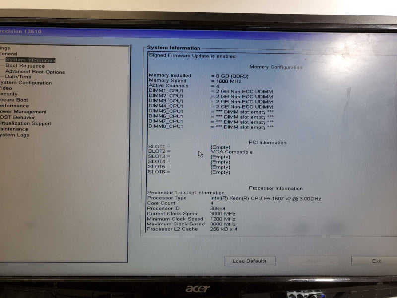 Dell Precision T3610 Xeon E5-1607 v2 @3.0GHz 8GB DDR3 Firepro v3900 500G HDD )
