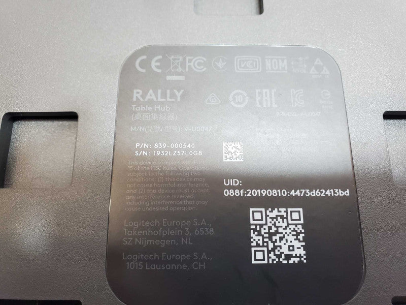 Logitech Rally Table Hub V-U0047 839-000540, No Power adapter _