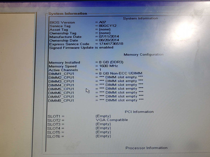 Dell Precision T3610 Xeon E5-1607 v2 @3.0GHz 8GB DDR3 Firepro v3900 250G HDD )