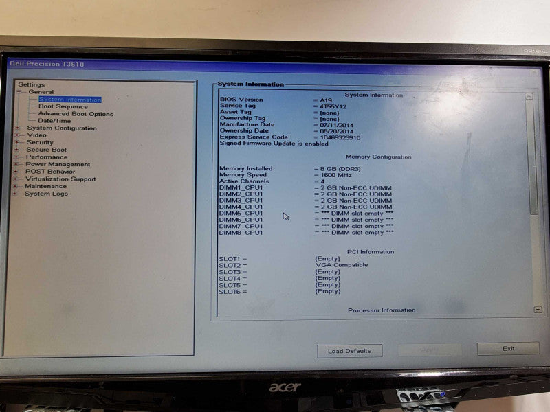 Dell Precision T3610 Xeon E5-1607 v2 @3.0GHz 8GB DDR3 Firepro v3900 250G HDD )