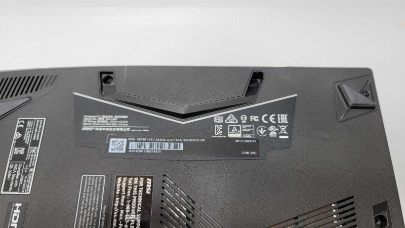 MSI MS-16R4 WF65 10TJ Workstation Laptop see description for specs READ -