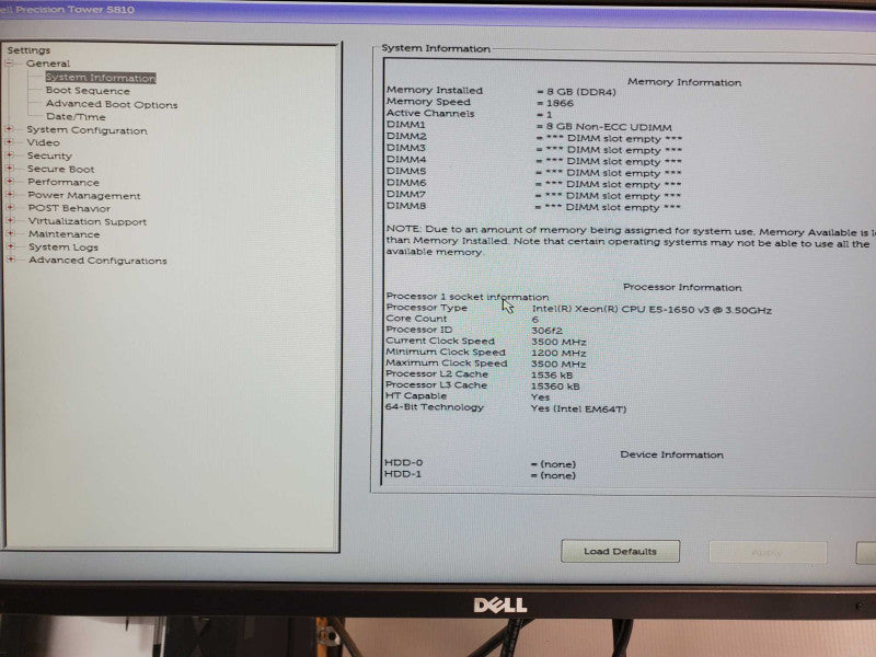 Dell Precision T5810, Xeon E5-1650v3 3.5GHz, 8GB DDR4, Quadro K2200 _