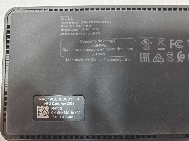 Dell D6000 M4TJG Universal USB-C Docking Station _