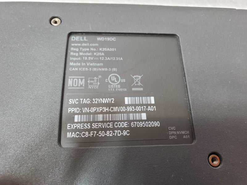 Dell WD19DC Performance Docking Station K20A001 0PXP3H _