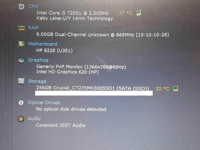 HP ProBook 440 G4 i5-7500T @ 2.50GHz 8GB RAM 256GB SSD +