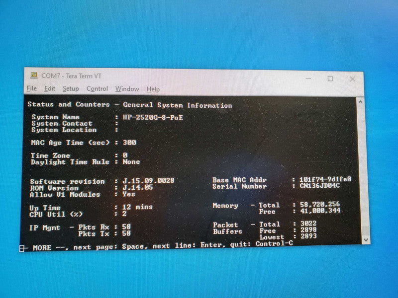 HP ProCurve J9298A 2520G-8 8 Port Gigabit PoE Managed Switch _ factory reset )