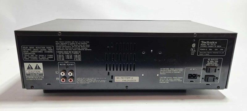 Technics Stereo Cassette Deck RS-TR170 Dual Tape Deck $
