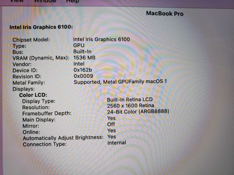 MacBook Pro 2015 13\\" Retina i5-5257U@ 2.7 GHz 8GB DDR3 120GB SSD (