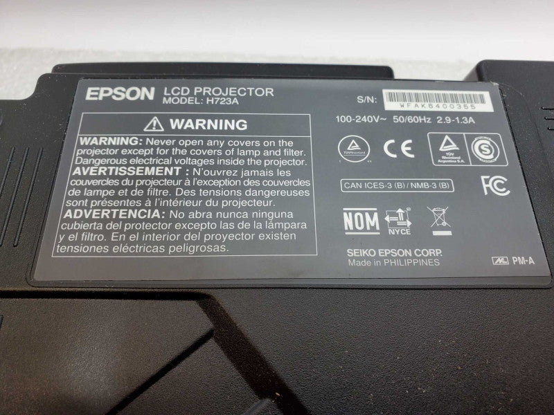 Epson EX5250 LCD H723A Projector 27H Lamp Hours w/ Remote and cables _