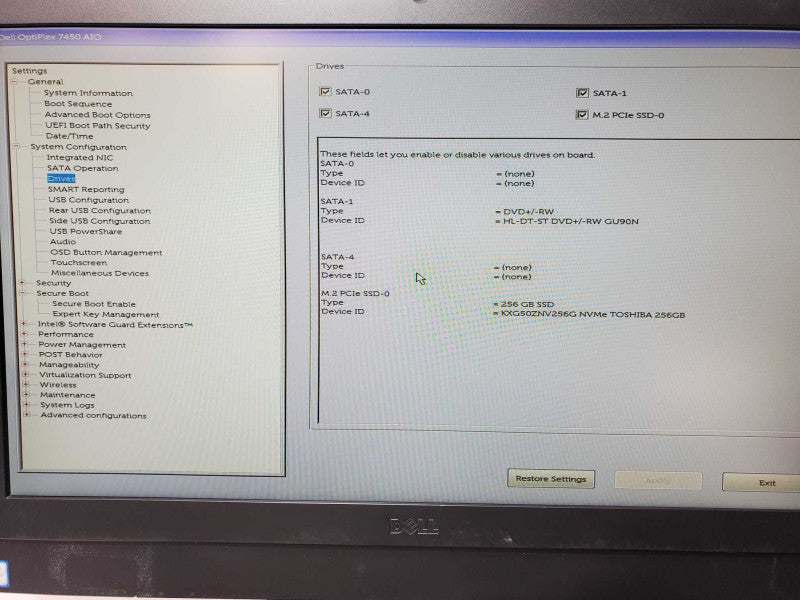Dell Optiplex AIO, Core I5-7500 3.4GHz, 8GB RAM, 256GB SSD, Wi-Fi, webcam _