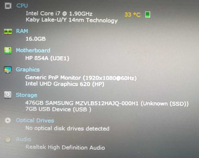 HP EliteBook 830 G6 Core i7-8665U @ 1.9 GHz 16GB DDR4 500GB SSD +QTY- (