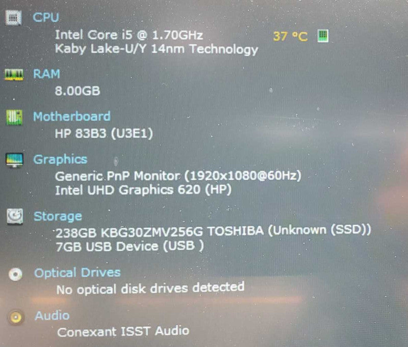 HP EliteBook 830 G5 Core i5-8350U @ 1.7 GHz 8GB DDR4 250GB SSD +QTY- (
